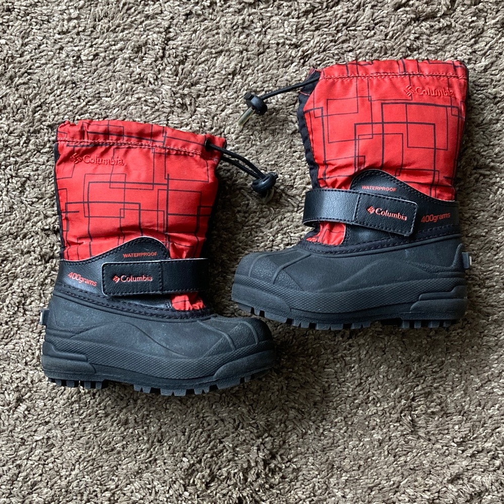 Columbia Red and Black Kids' Snow Boots